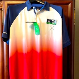 Brand New Ralph Lauren’s Chaps Red, Blue & White Soft 4-Way Stretch Golf Polo!
